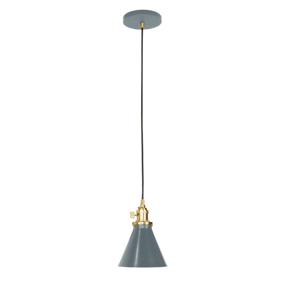 Montclair Lightworks PEB405-40-91 Uno 6" Pendant,  Slate Gray with Brushed Brass hardware